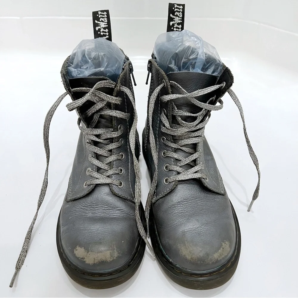 DR. Martens Metallic Gunmetal Boots Size 2